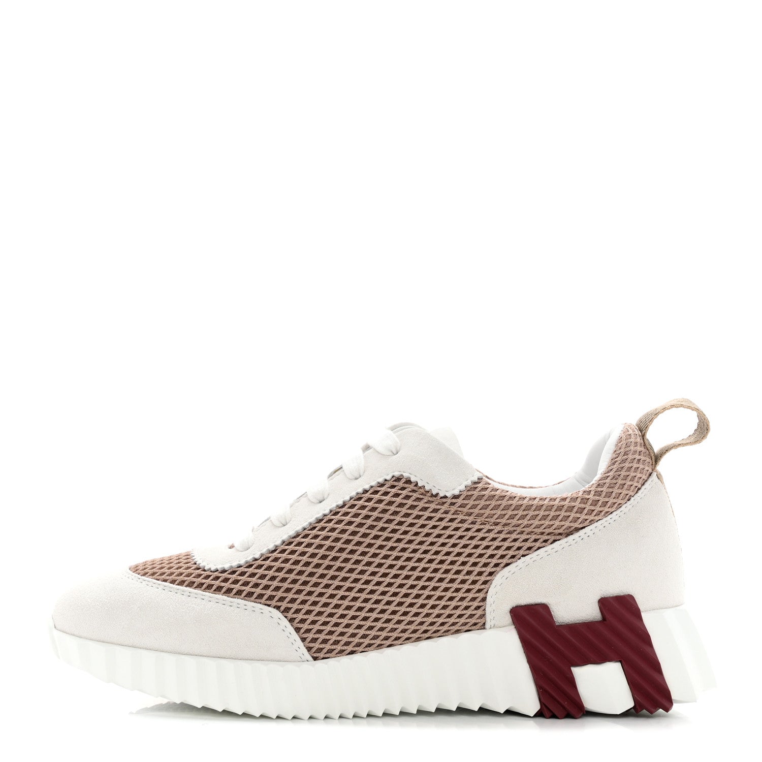 Hermes Air Mesh Suede Goatskin Bouncing Sneakers 35 Beige Argile White 1 of 9