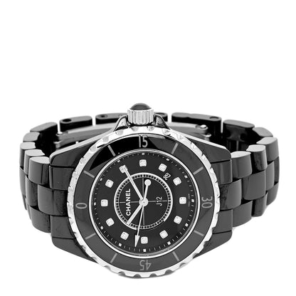 Chanel Stainless Steel Ceramic Diamond 33mm J12 Quartz Watch Black 2 of 5