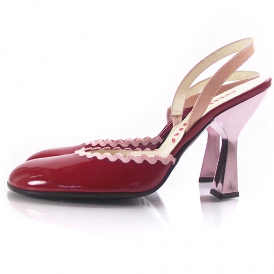 Patent Leather Slingback Heels Red