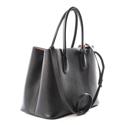 Prada Saffiano Cuir Medium Double Bag Black Mughetto 2 of 10