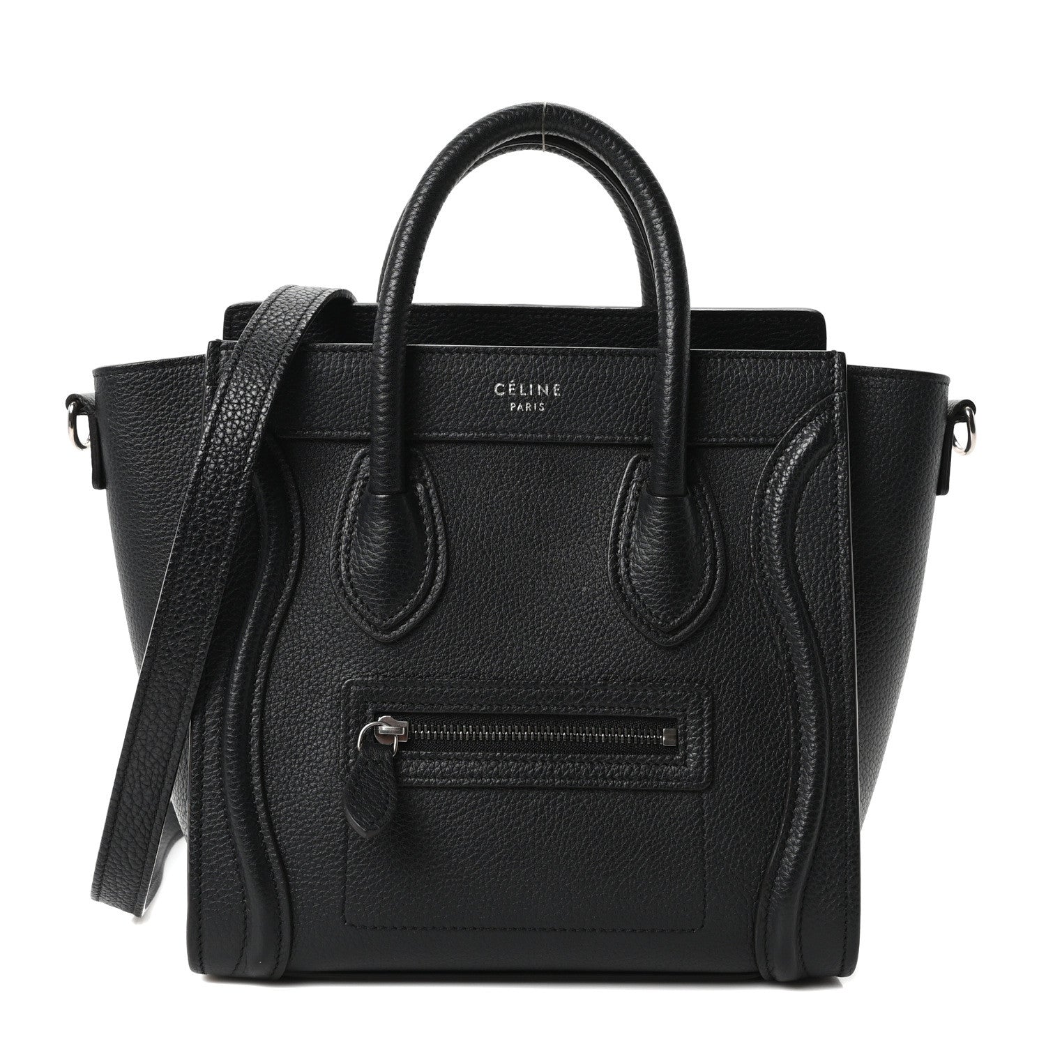 Celine Drummed Calfskin Nano Luggage Black 1 of 9