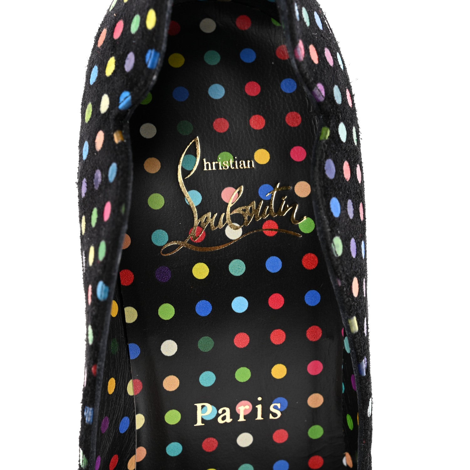 Christian Louboutin Suede Polka Dot Hot Chick 100 Pumps 35.5 Black Multicolor 7 of 8