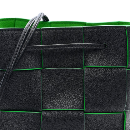 Bottega Veneta Calfskin Maxi Intrecciato Small Cassette Bucket Bag Black Parakeet 6 of 8