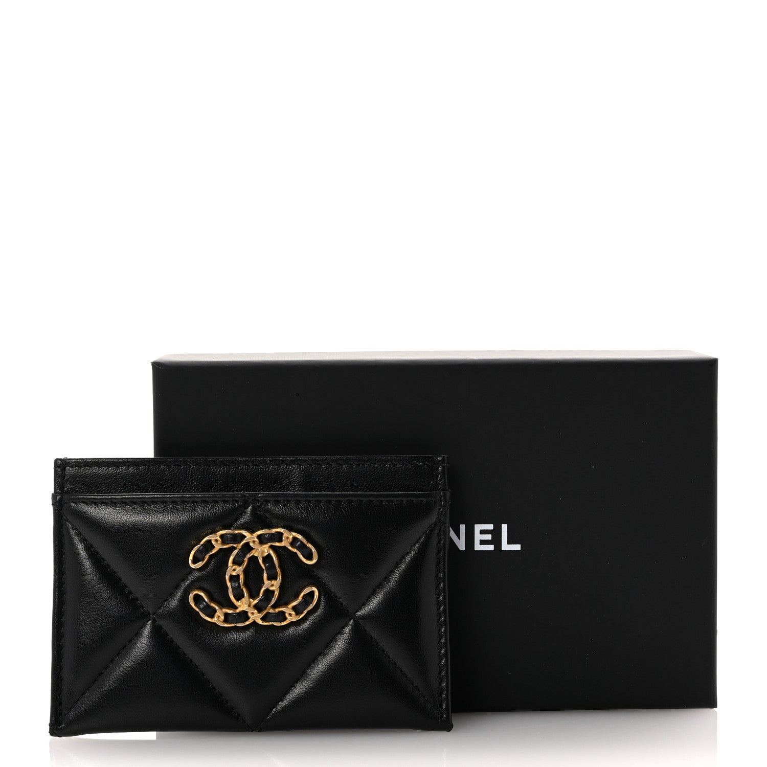Chanel Lambskin Quilted Chanel 19 Card Holder Black 9 of 9
