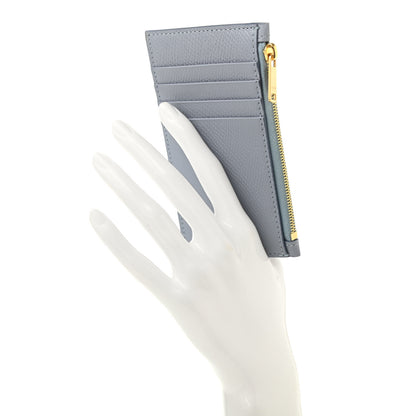 Celine Grained Calfskin Zipped Card Holder Artic Blue 2 of 8