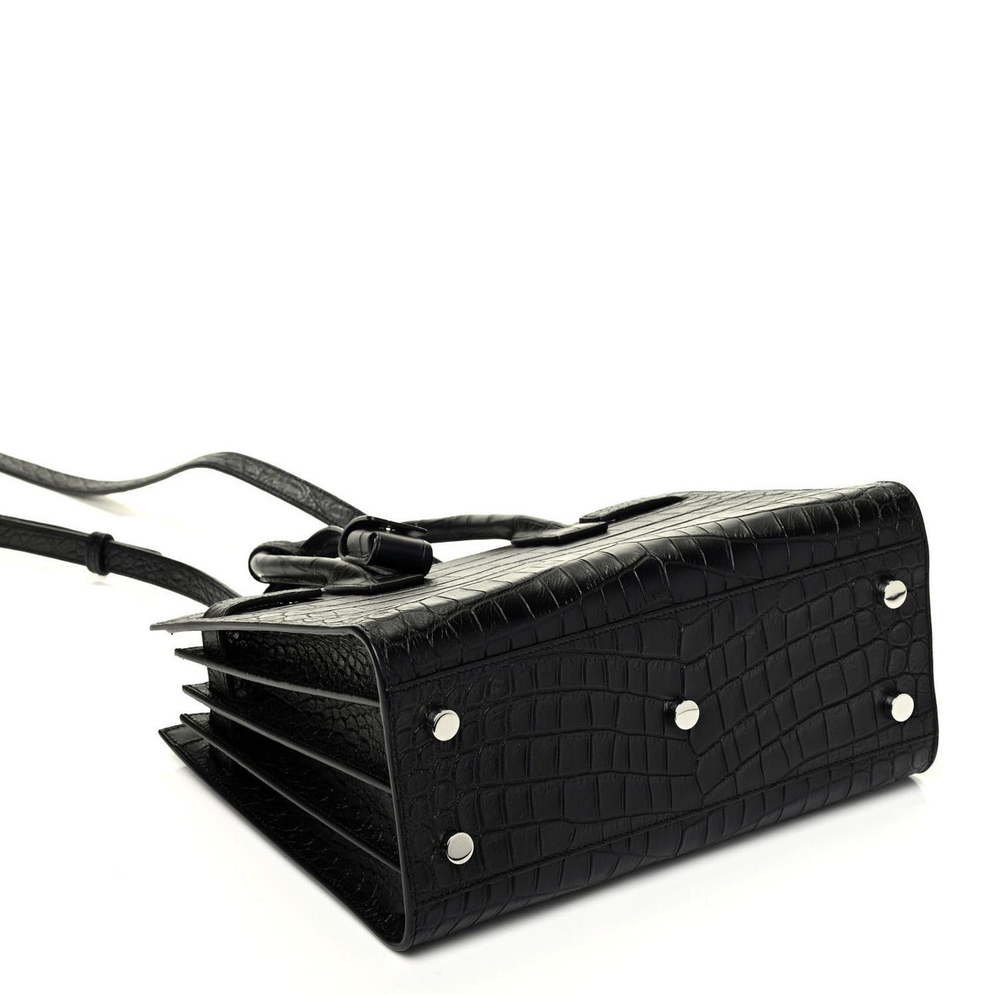 Calfskin Crocodile Embossed Baby Sac De Jour Black