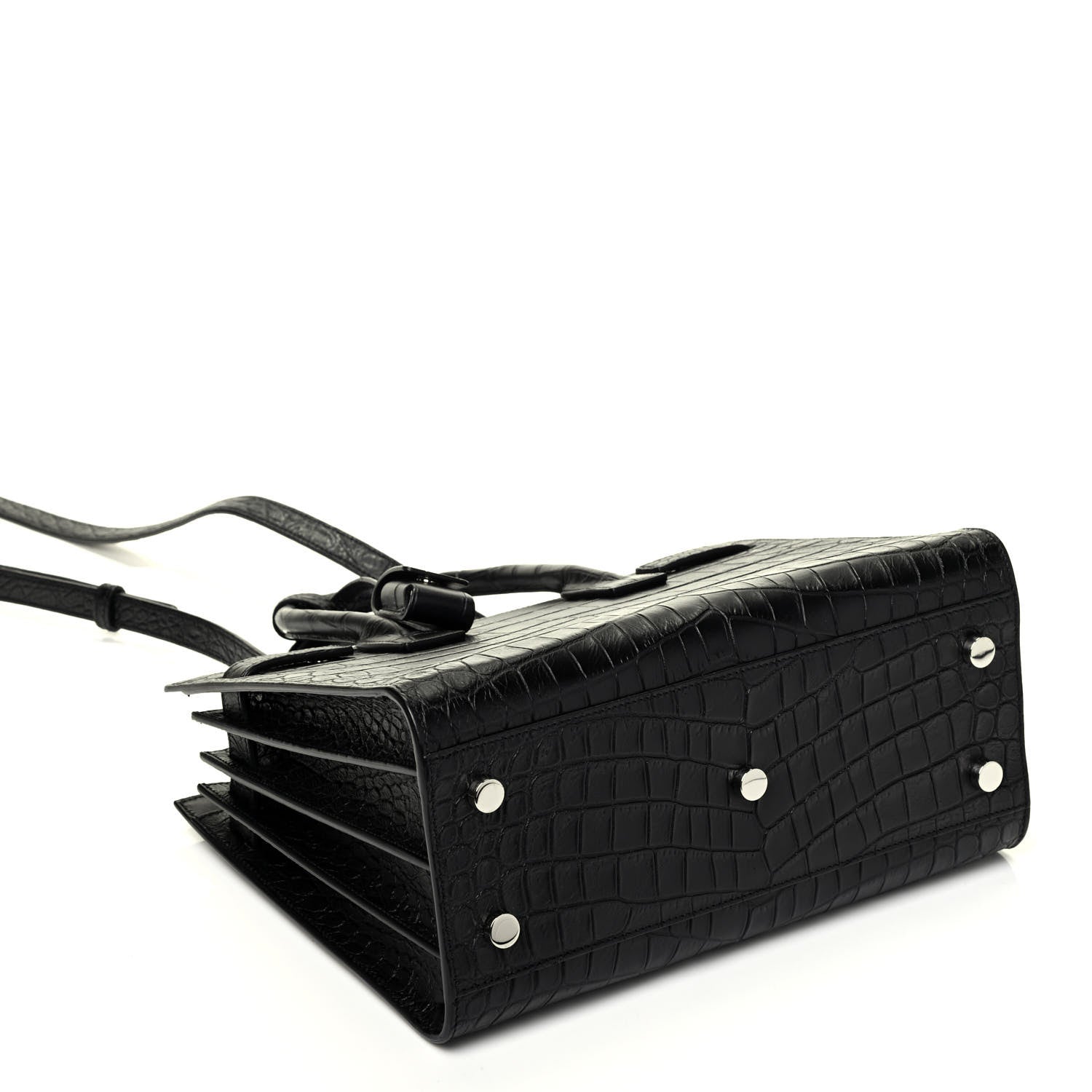 Saint Laurent Calfskin Crocodile Embossed Baby Sac De Jour Black 5 of 10