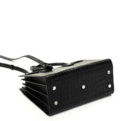 Saint Laurent Calfskin Crocodile Embossed Baby Sac De Jour Black 5 of 10