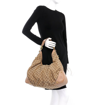 Gucci Monogram Large Jockey Hobo Beige 2 of 12
