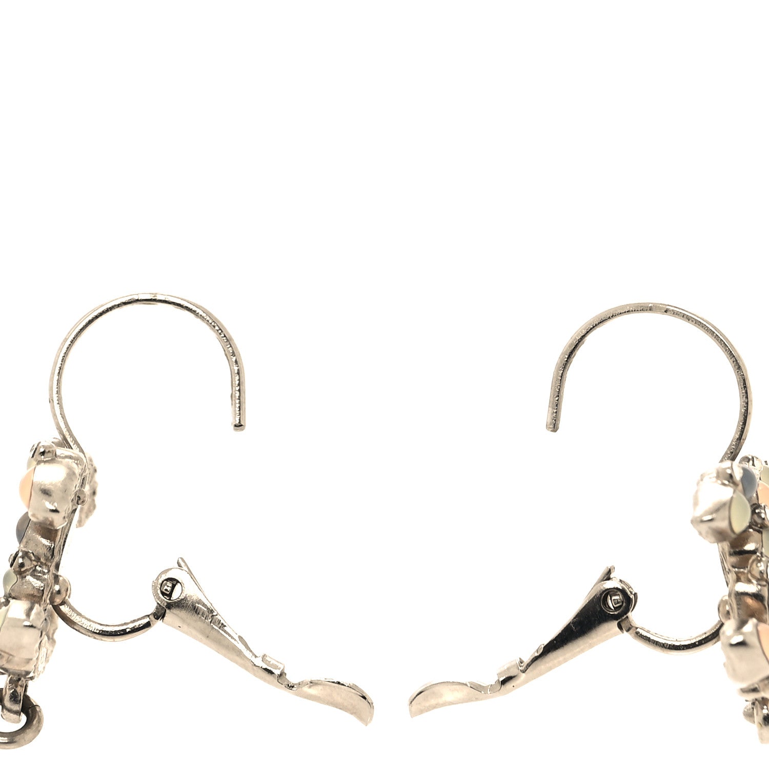 Chanel Gripoix Crystal Pearl CC Drop Earrings Silver Multicolor 3 of 5
