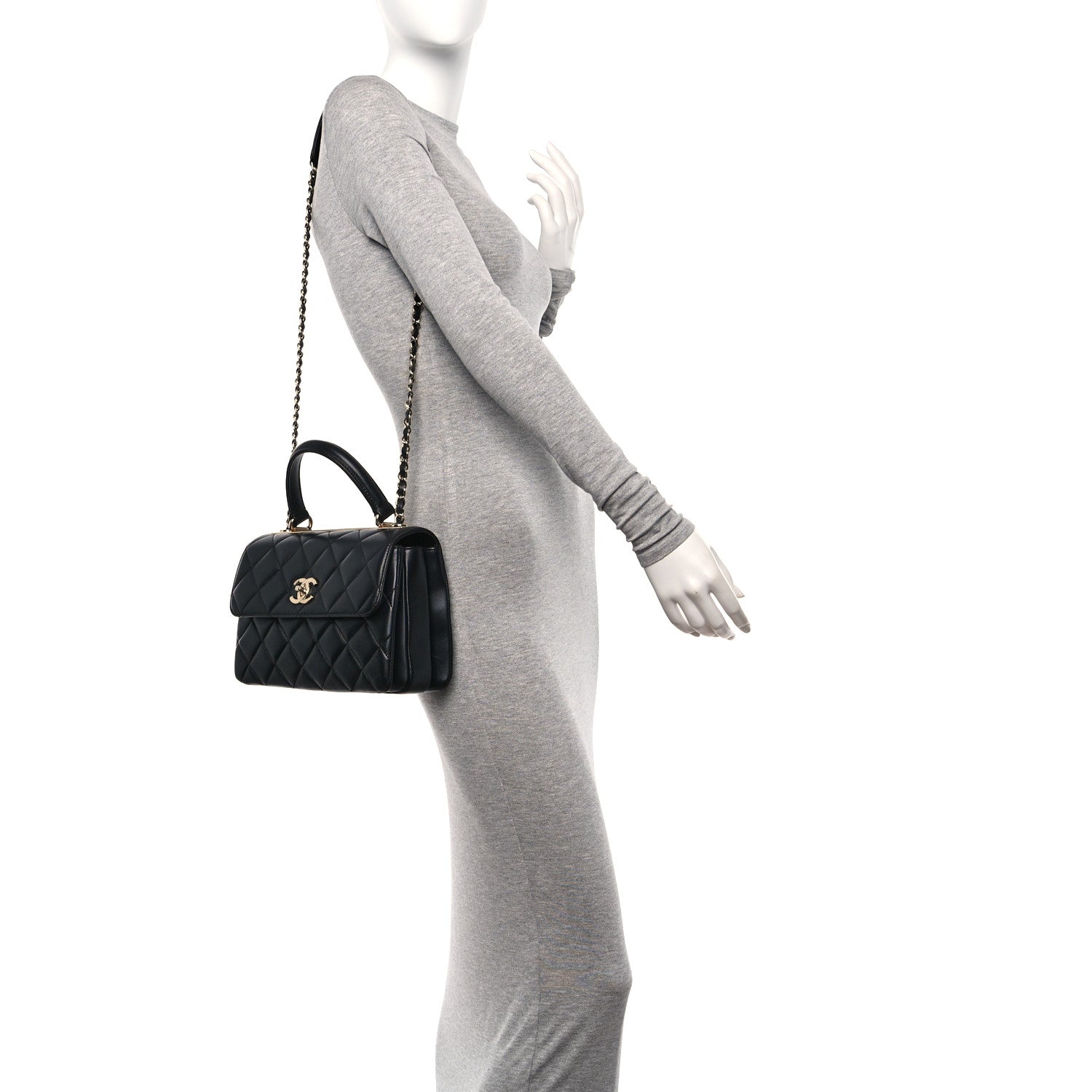 Chanel Lambskin Quilted Small Trendy CC Dual Handle Flap Bag Black 2 of 10