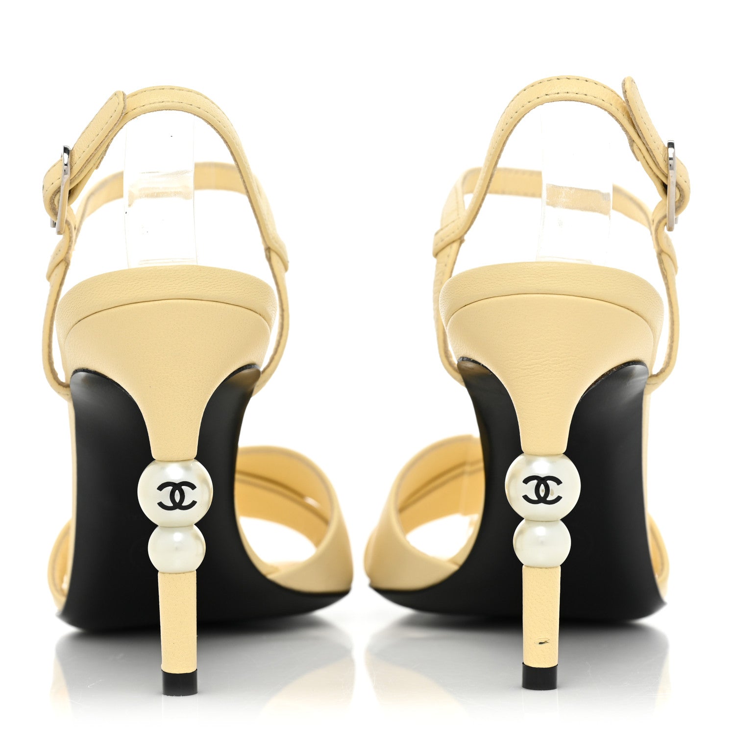 Chanel Lambskin Pearl Sandals 36 Yellow 4 of 11