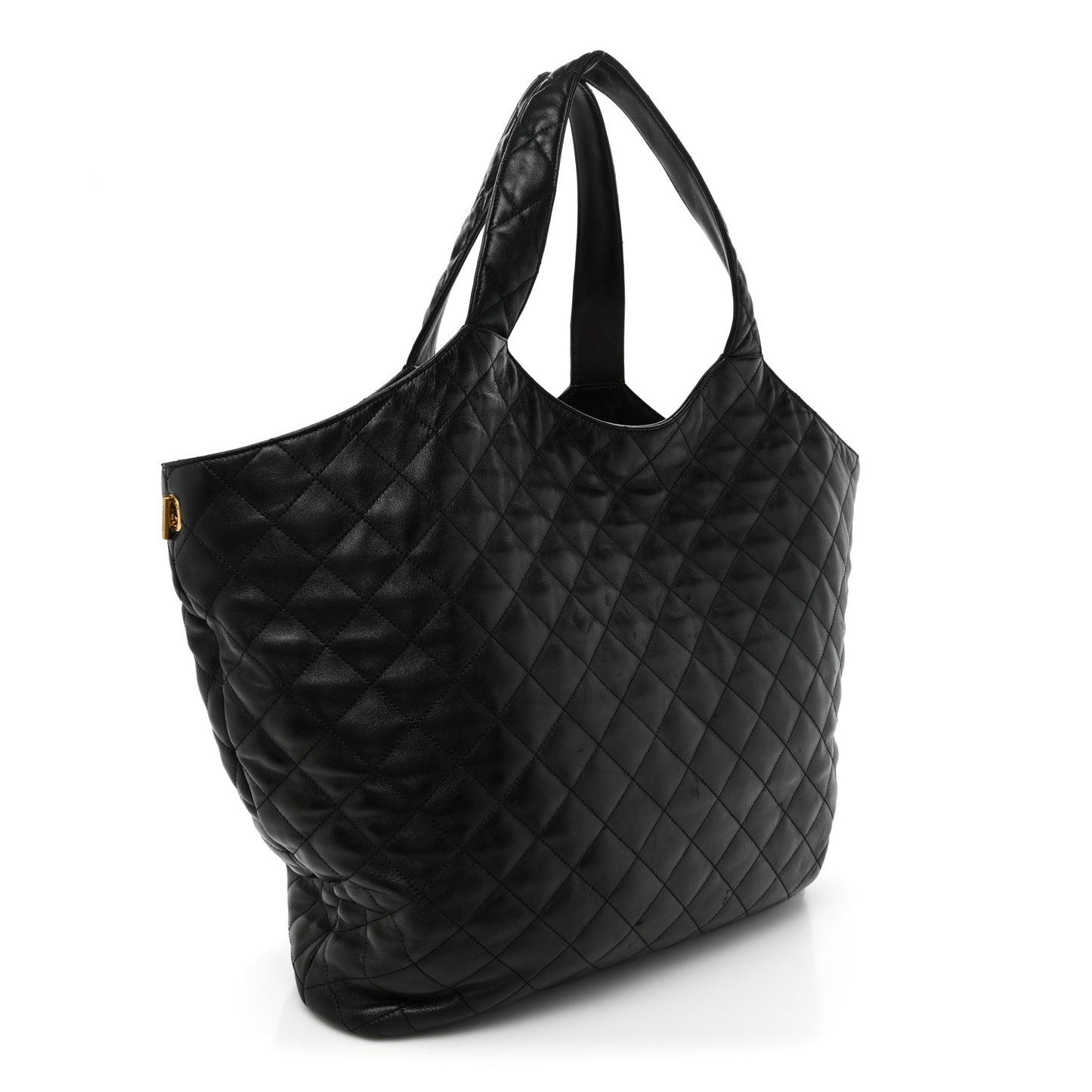 Lambskin Quilted Maxi Icare Shopping Tote Black