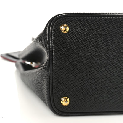 Prada Saffiano Cuir Medium Double Bag Black Fuoco 8 of 13