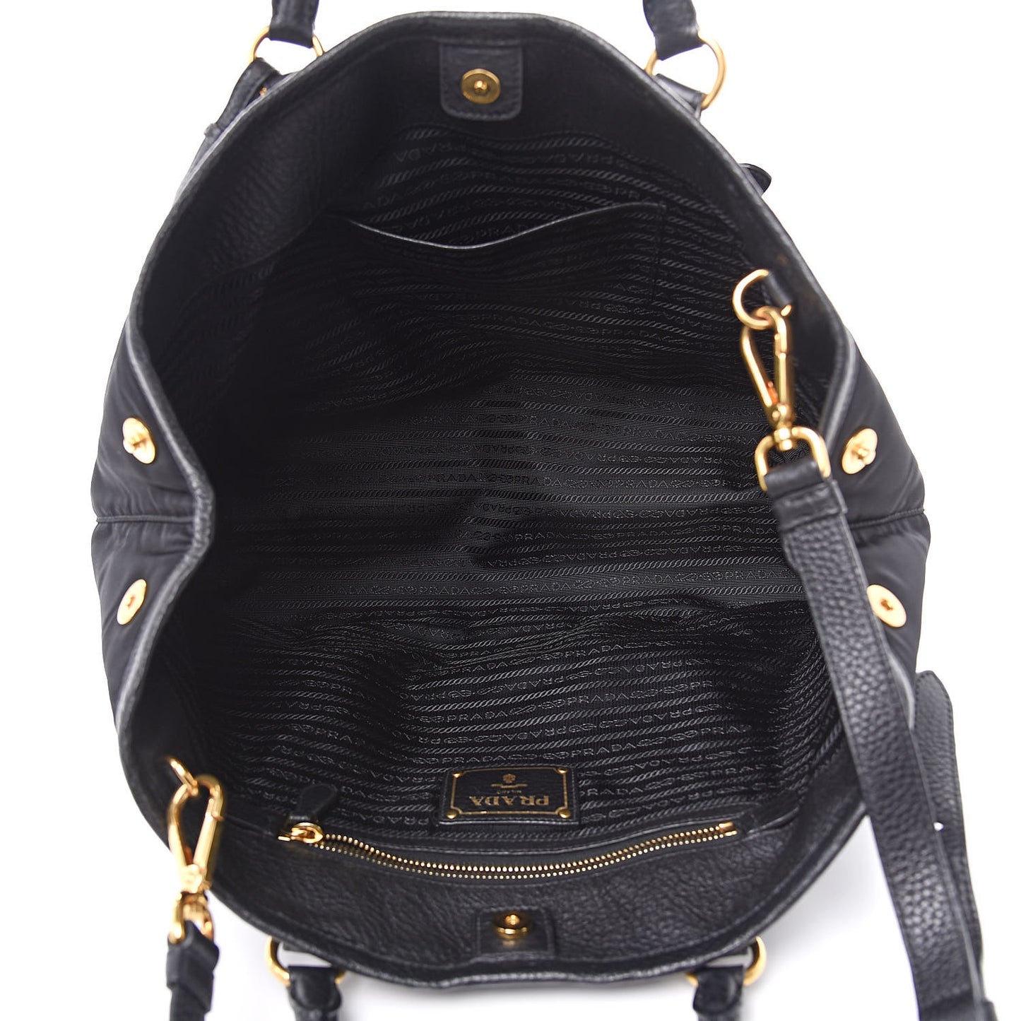 Tessuto Nylon Vitello Daino Tote Black
