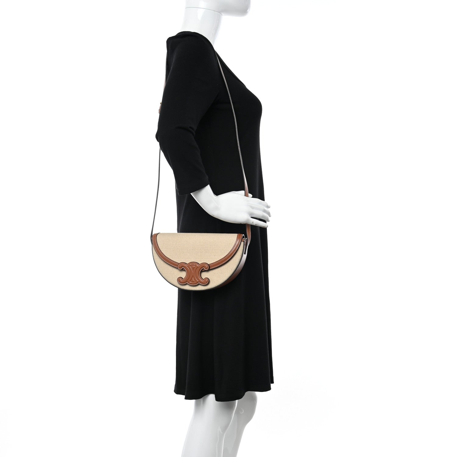 Celine Textile Calfskin Triomphe Besace Natural Tan 3 of 11