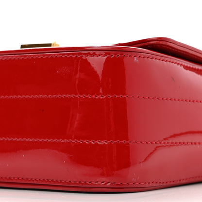 Saint Laurent Patent Matelasse Monogram Small Vicky Chain Bag Red 12 of 14