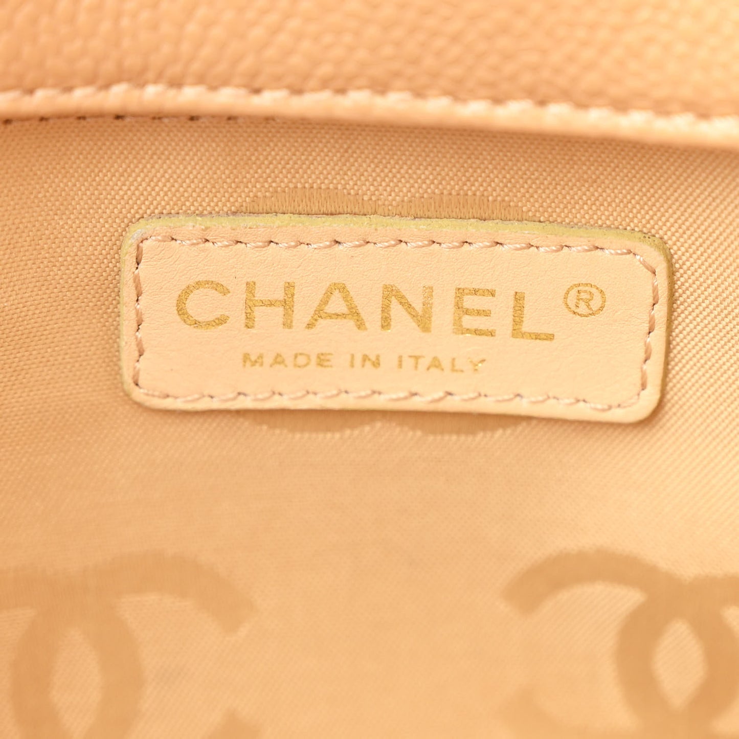 Caviar CC Stitched Medium Tote Beige