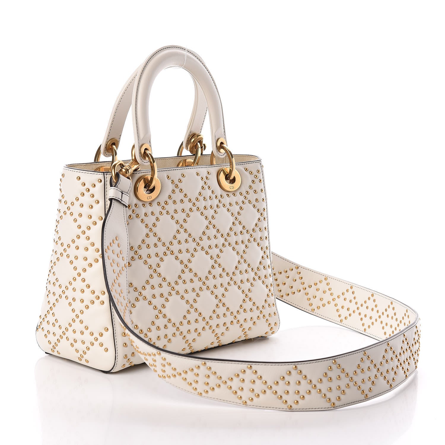Christian Dior Calfskin Cannage Studded Supple Lady Dior White 3 of 10