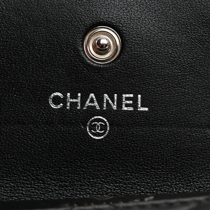 Chanel Lambskin Quilted Flap Crystal Star Card Holder Wallet Black 6 of 9