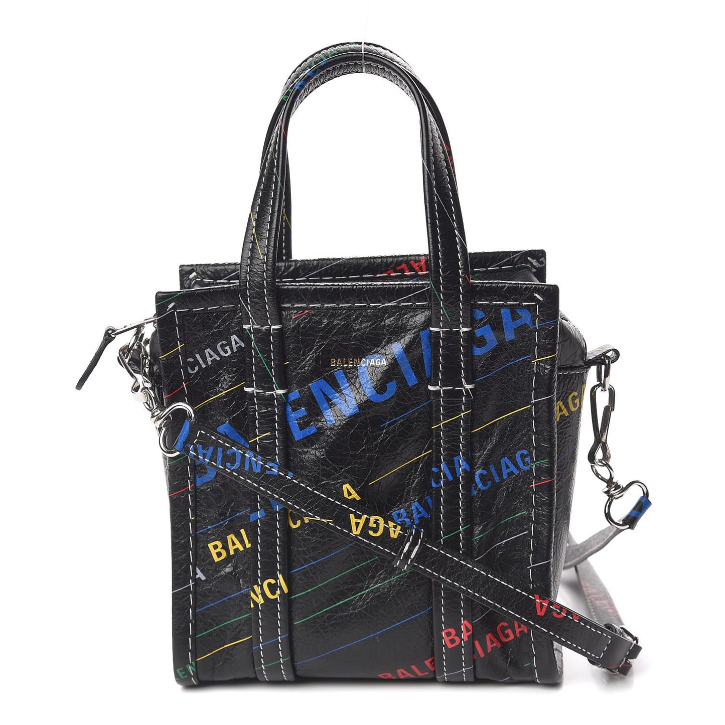 Agneau Arena Logo Multicolor Print XXS Bazar Shopper Tote Black Multicolor