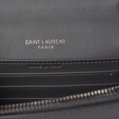 Saint Laurent Elaphe Polka Dot Print Monogram Toy Kate Strap Wallet Black White 6 of 6