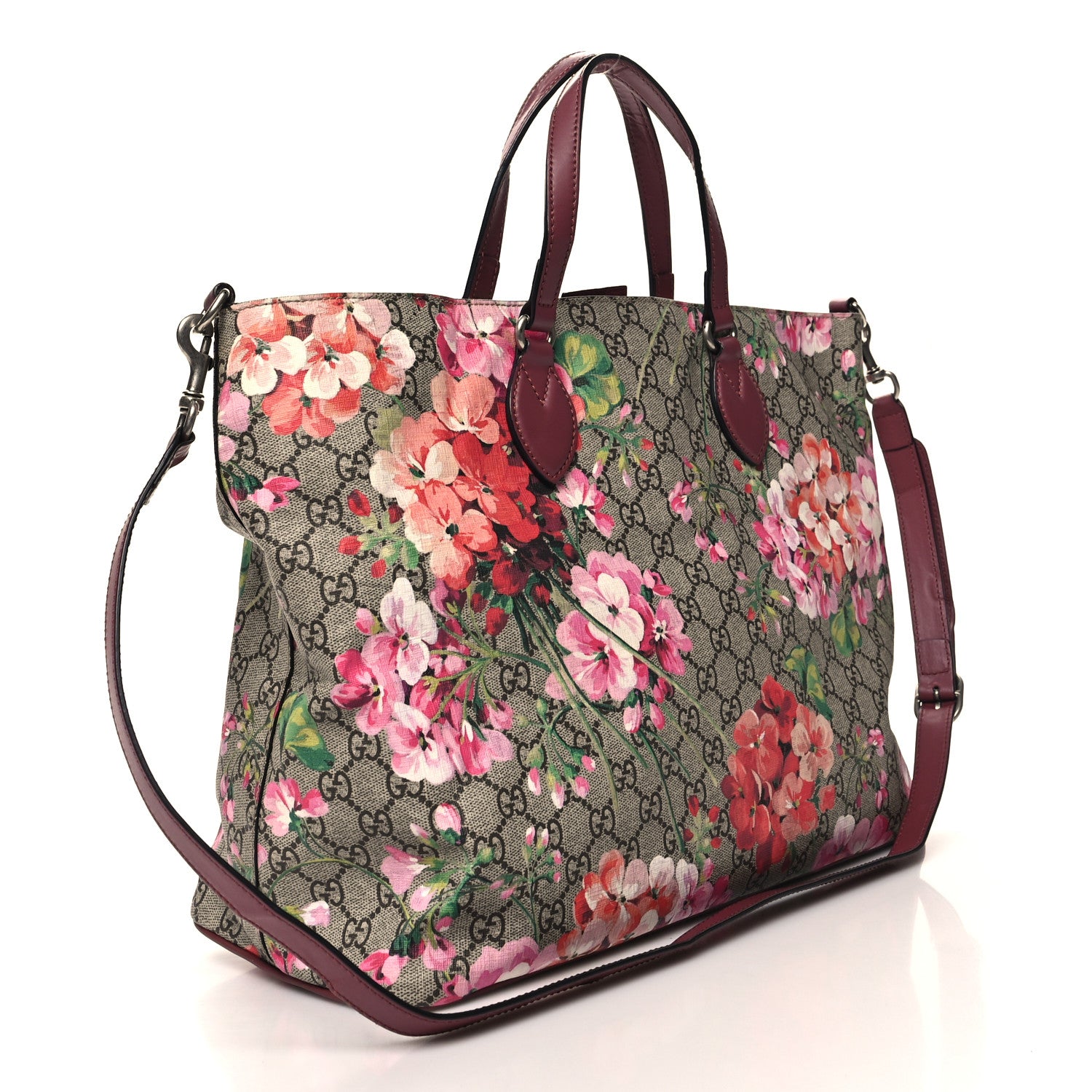 Gucci Soft GG Supreme Monogram Blooms Medium Crossbody Tote Beige Multicolor Dry Rose 3 of 14