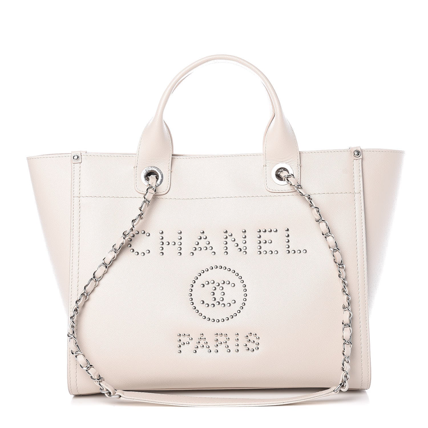 Chanel Caviar Small Studded Deauville Tote Ivory 1 of 10