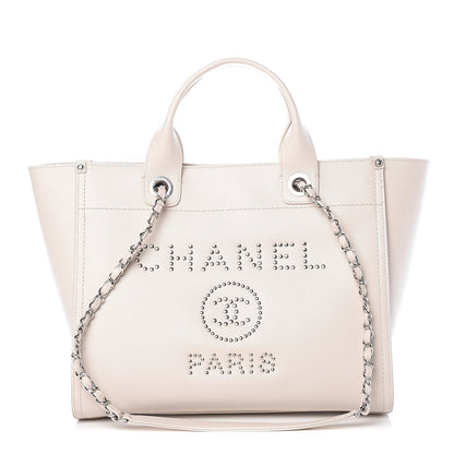 Chanel Caviar Small Studded Deauville Tote Ivory 1 of 10