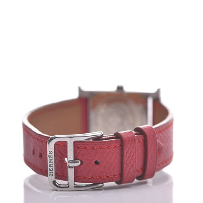 Hermes Stainless Steel Courchevel 21mm Heure H Hour Quartz Watch Rouge 4 of 7