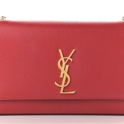 Saint Laurent Grain De Poudre Medium Monogram Kate Satchel Red 10 of 11