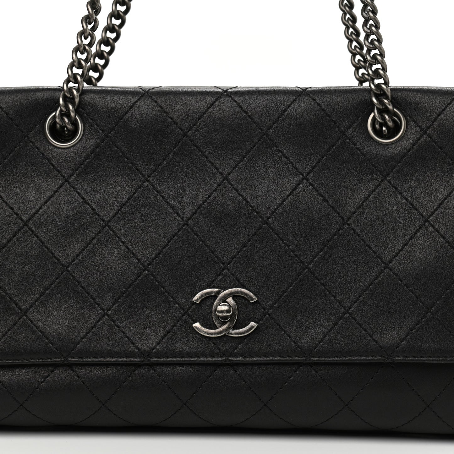 Calfskin Stitched Paris In Rome Shoulder Bag Black