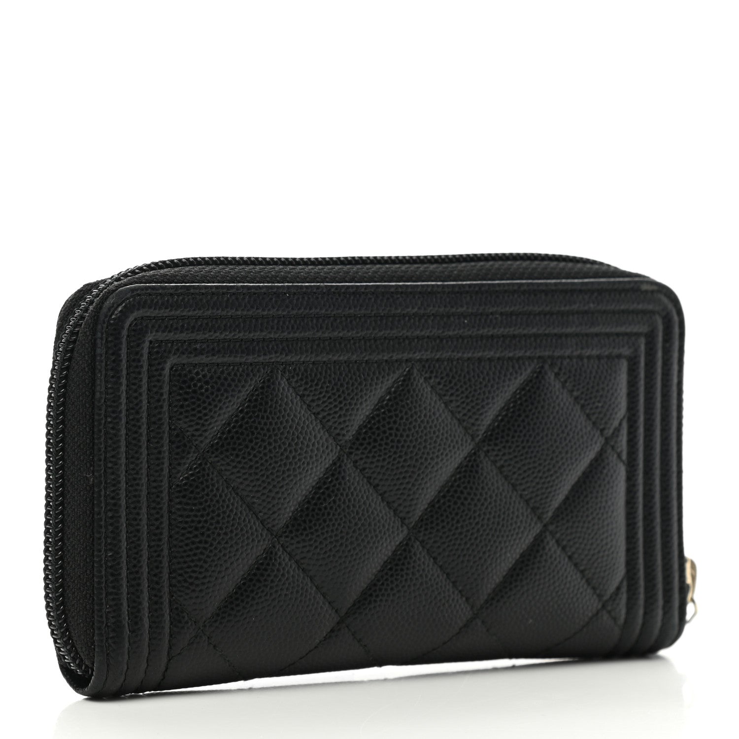 Chanel Caviar Quilted Small Boy Zip Around Wallet Black 3 of 10