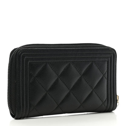 Chanel Caviar Quilted Small Boy Zip Around Wallet Black 3 of 10