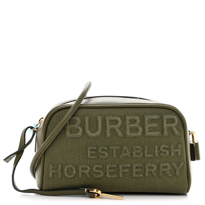 Burberry Cotton Canvas Horseferry Print Small Half Cube Crossbody Bag Dark Fern Green 1 of 10