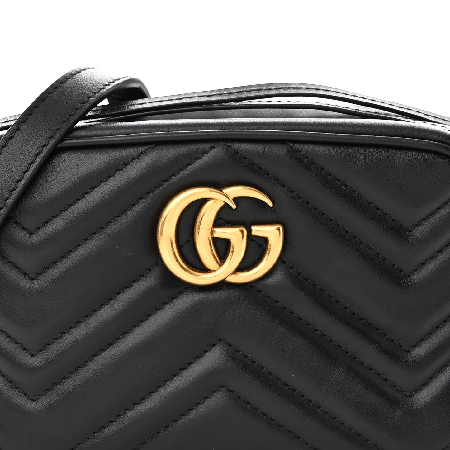 Calfskin Matelasse Mini GG Marmont Chain Shoulder Bag Black
