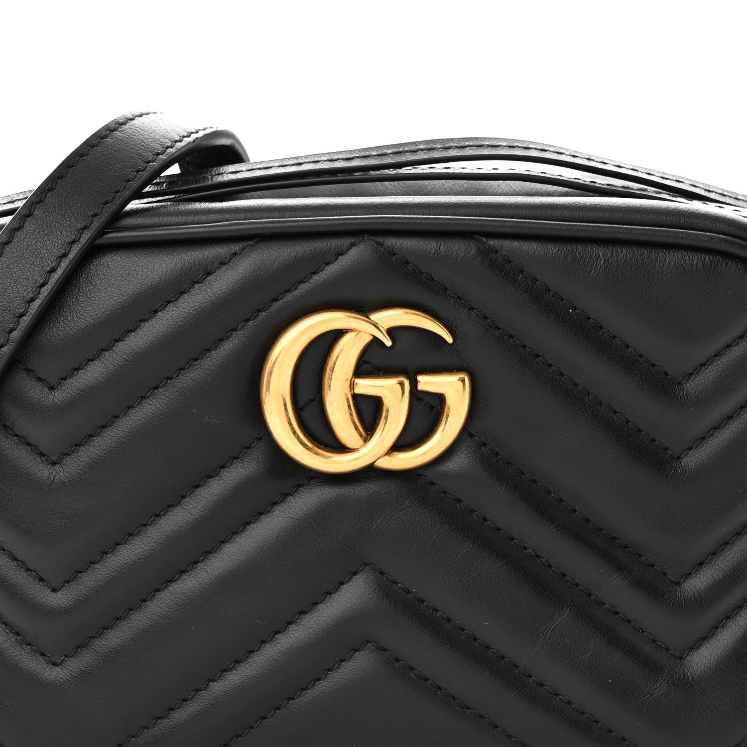 Gucci Calfskin Matelasse Mini GG Marmont Chain Shoulder Bag Black 9 of 13