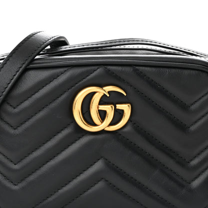 Gucci Calfskin Matelasse Mini GG Marmont Chain Shoulder Bag Black 9 of 13