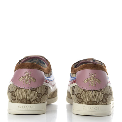 Gucci Suede Monogram Web Womens Falacer Sneakers 40 Nocciola Beige Mystic White Hibiscus Red 6 of 11