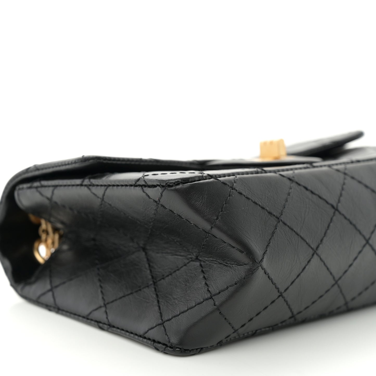 Aged Calfskin Quilted 2.55 Reissue Mini Flap Black