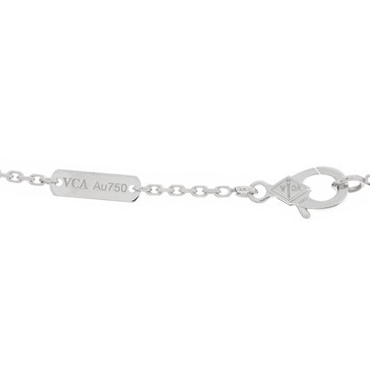 Van Cleef & Arpels 18K White Gold Diamond Guilloche Vintage Alhambra Pendant Necklace 3 of 4