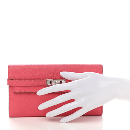 Hermes Chevre Mysore Kelly Longue Wallet Rose Lipstick 2 of 9