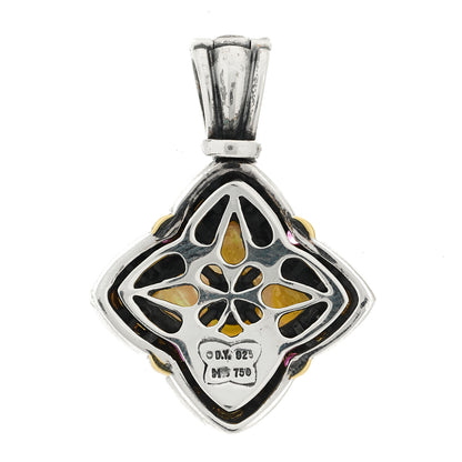 David Yurman Sterling Silver 18K Yellow Gold Mother of Pearl Ruby Quatrefoil Enhancer Pendant 4 of 5