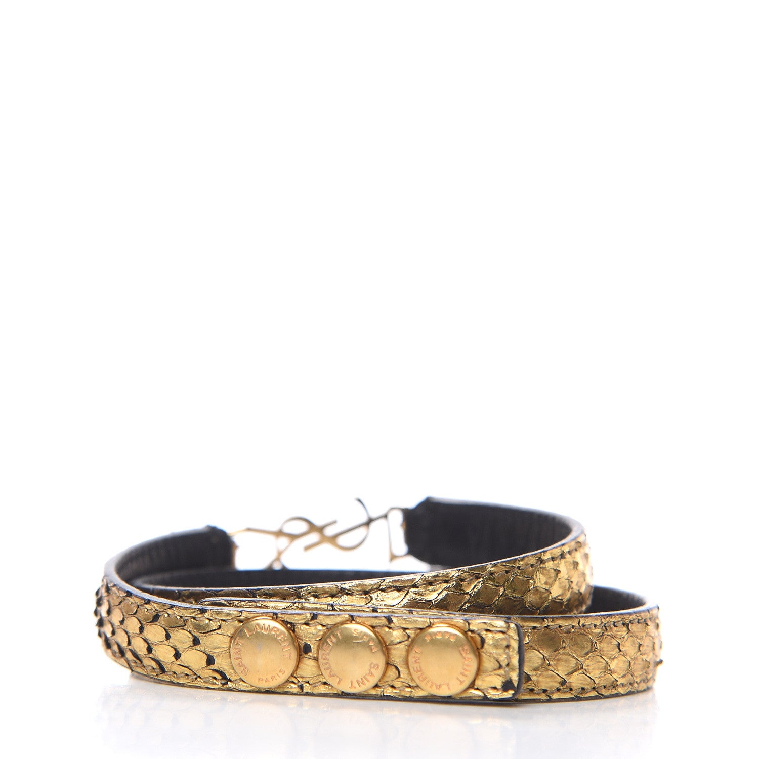 Saint Laurent Brass Snakeskin Bracelet Gold 3 of 4
