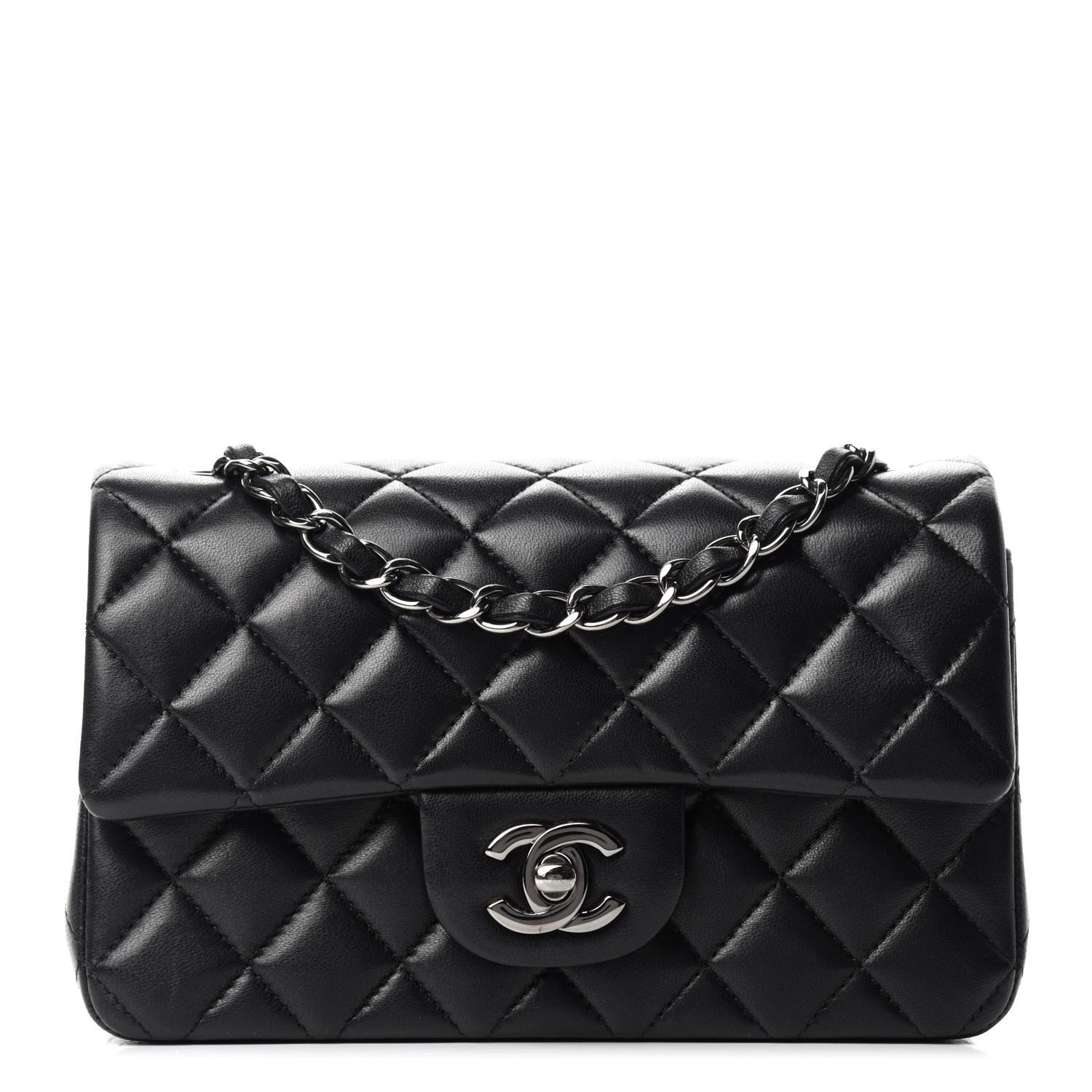 Chanel Lambskin Quilted Mini Rectangular Flap Black 1 of 12