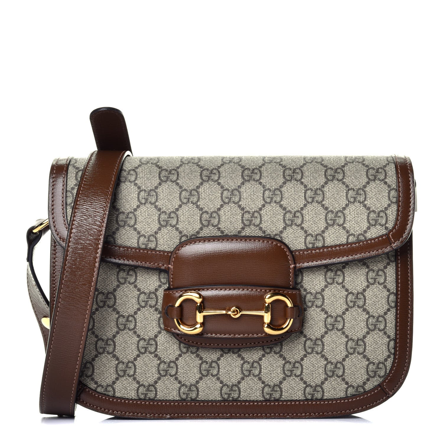 Gucci GG Supreme Monogram Horsebit 1955 Shoulder Bag Beige Brown Sugar 1 of 9