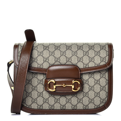Gucci GG Supreme Monogram Horsebit 1955 Shoulder Bag Beige Brown Sugar 1 of 9