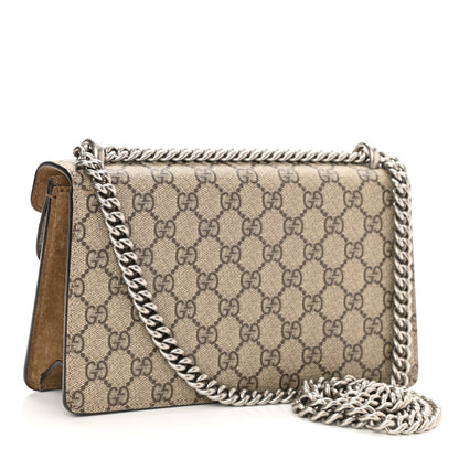 Gucci GG Supreme Monogram Suede Crystal Small Dionysus Shoulder Bag Beige Ebony Taupe 3 of 8