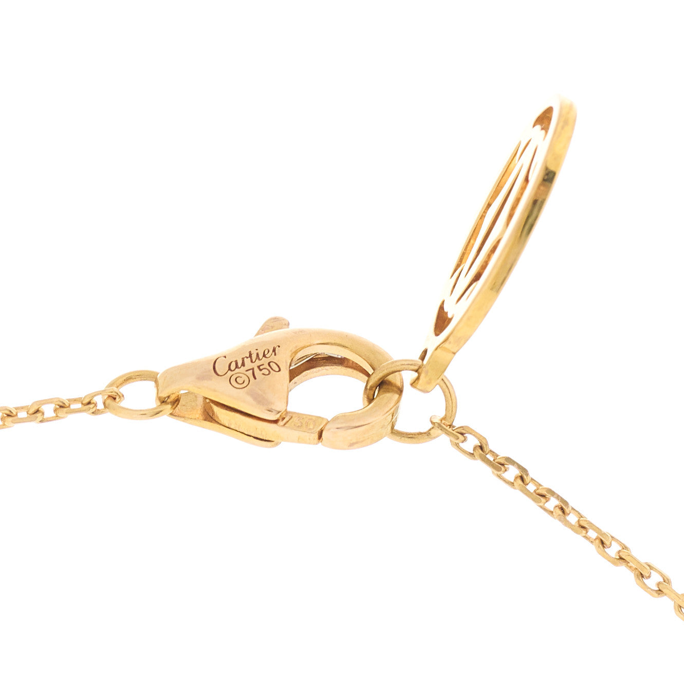 18K Pink Gold Diamond .30ct C De Cartier Pendant Necklace
