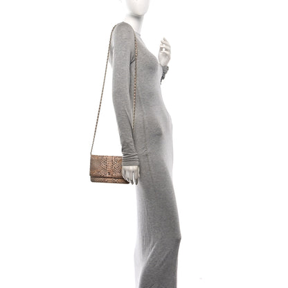 Chanel Metallic Snakeskin Wallet On Chain WOC Ivory Gold 2 of 14